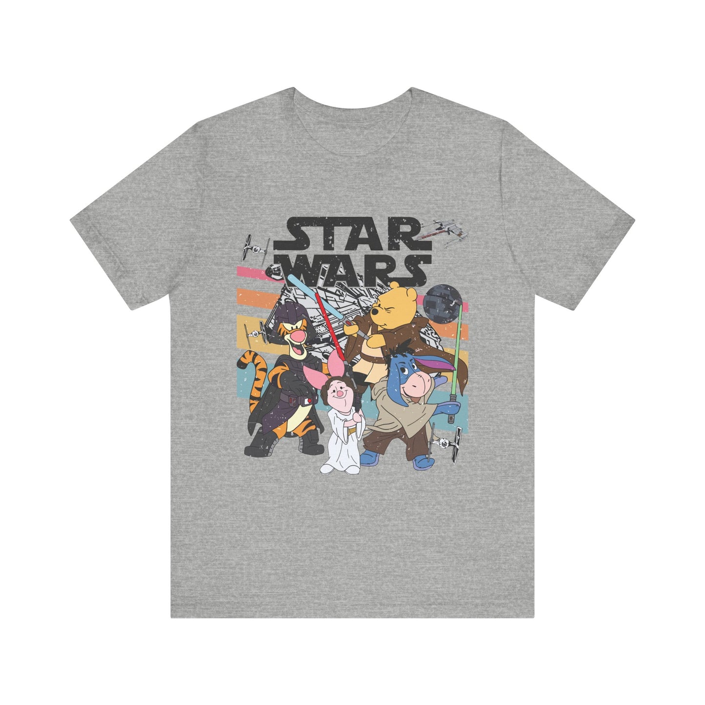 Star Wars Winnie Pooh Friends Unisex Jersey T-Shirt, Geek Tee, Sci-Fi Fan Shirt, Movie Night Apparel, Gift for Star Wars Lovers