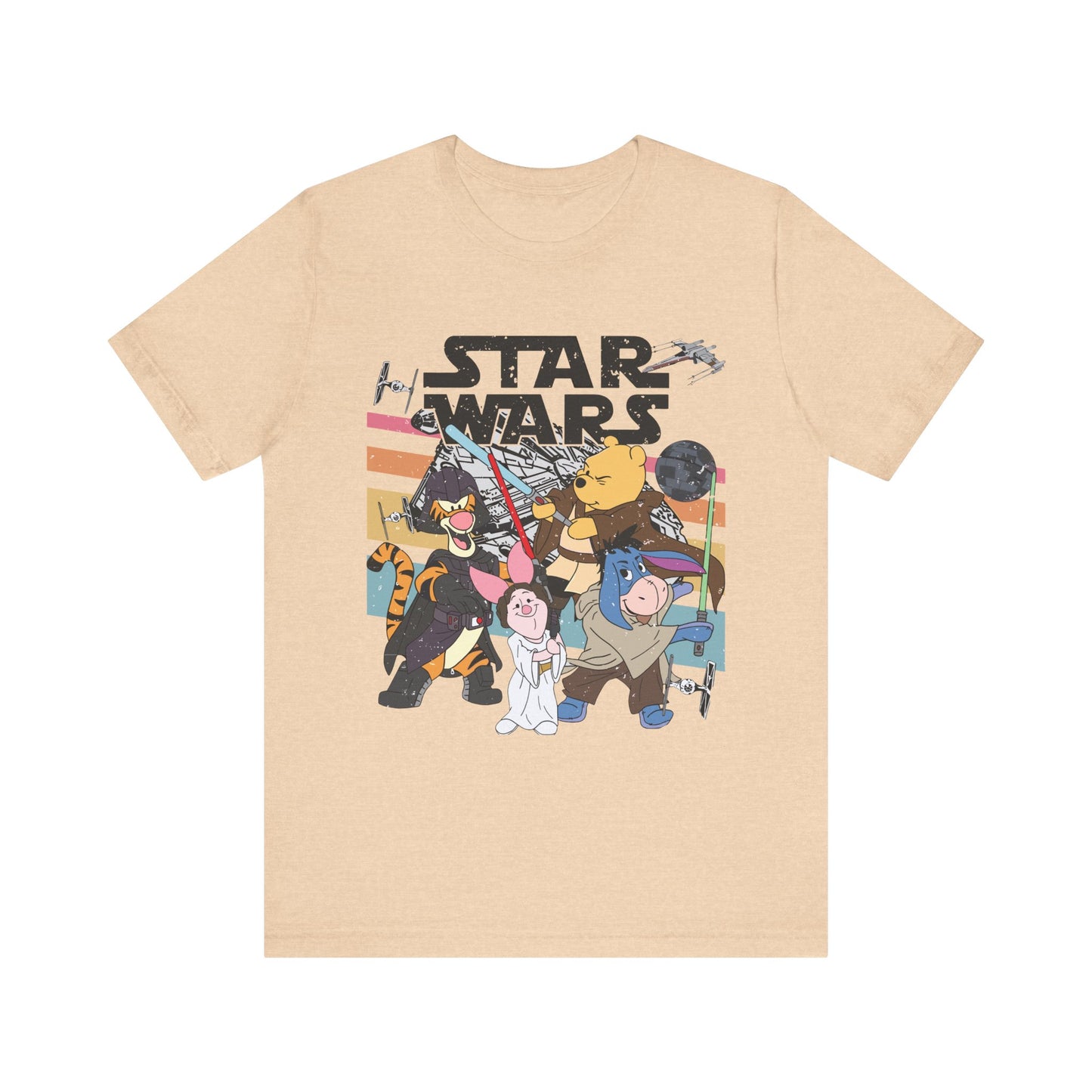 Star Wars Winnie Pooh Friends Unisex Jersey T-Shirt, Geek Tee, Sci-Fi Fan Shirt, Movie Night Apparel, Gift for Star Wars Lovers