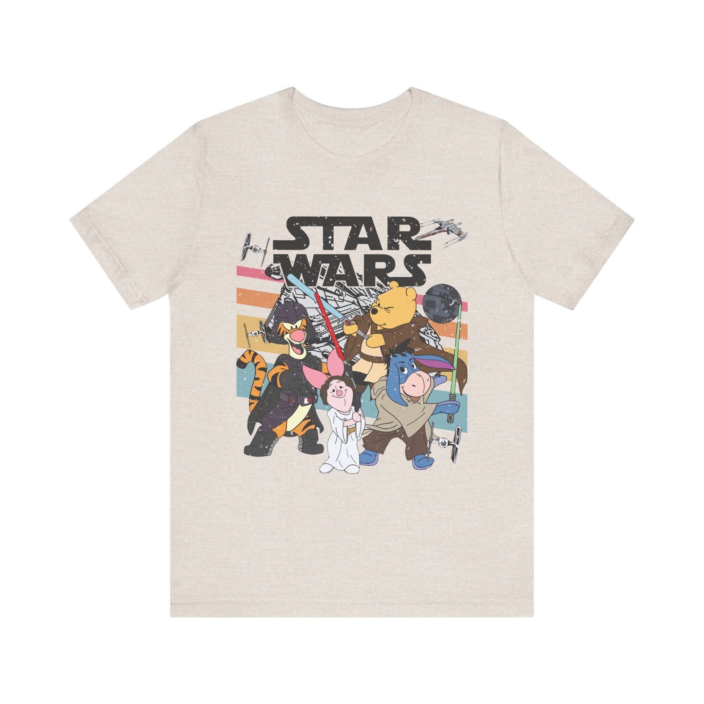 Star Wars Winnie Pooh Friends Unisex Jersey T-Shirt, Geek Tee, Sci-Fi Fan Shirt, Movie Night Apparel, Gift for Star Wars Lovers