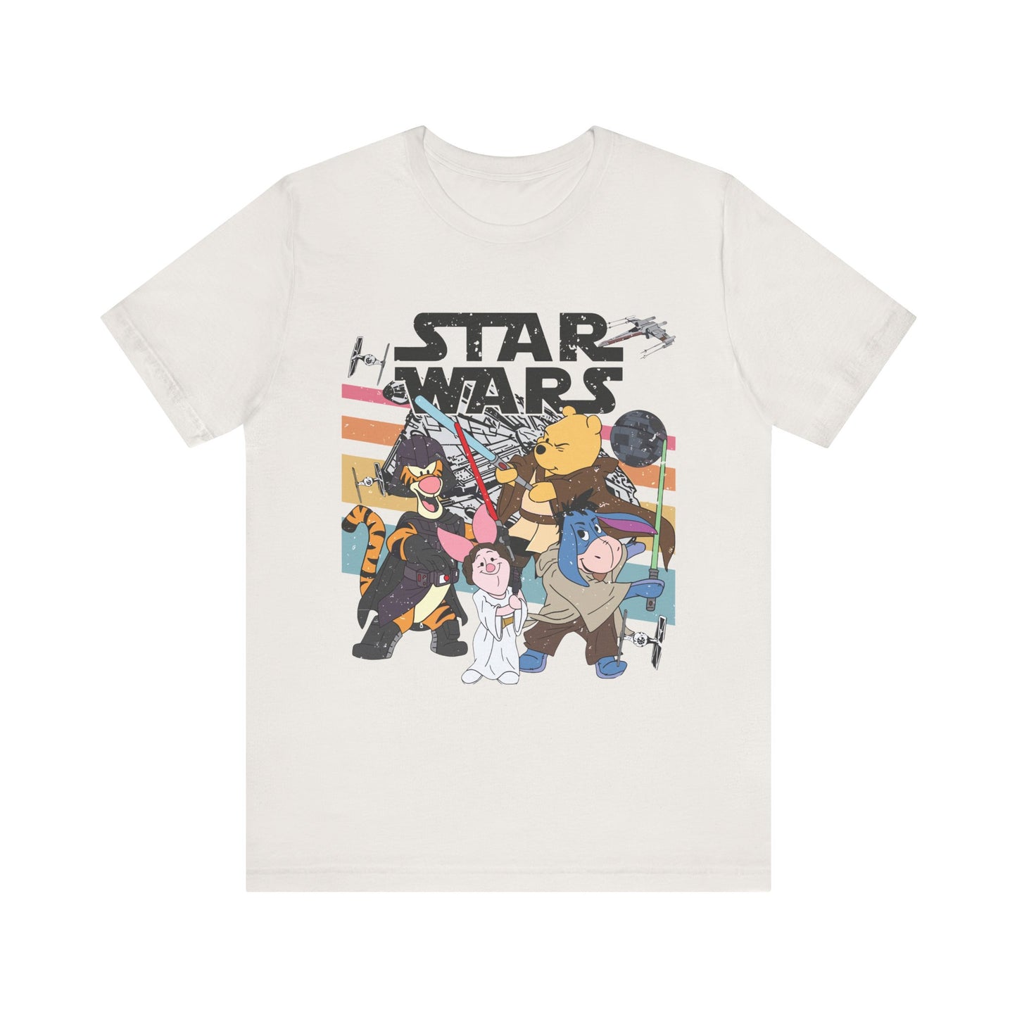 Star Wars Winnie Pooh Friends Unisex Jersey T-Shirt, Geek Tee, Sci-Fi Fan Shirt, Movie Night Apparel, Gift for Star Wars Lovers