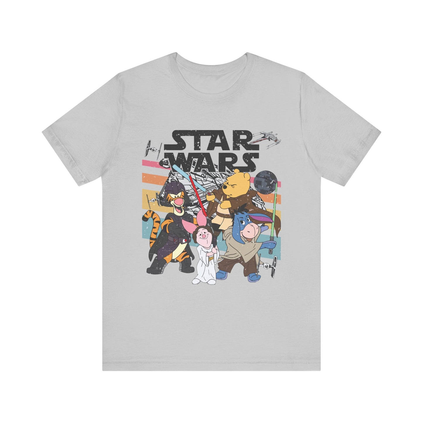 Star Wars Winnie Pooh Friends Unisex Jersey T-Shirt, Geek Tee, Sci-Fi Fan Shirt, Movie Night Apparel, Gift for Star Wars Lovers