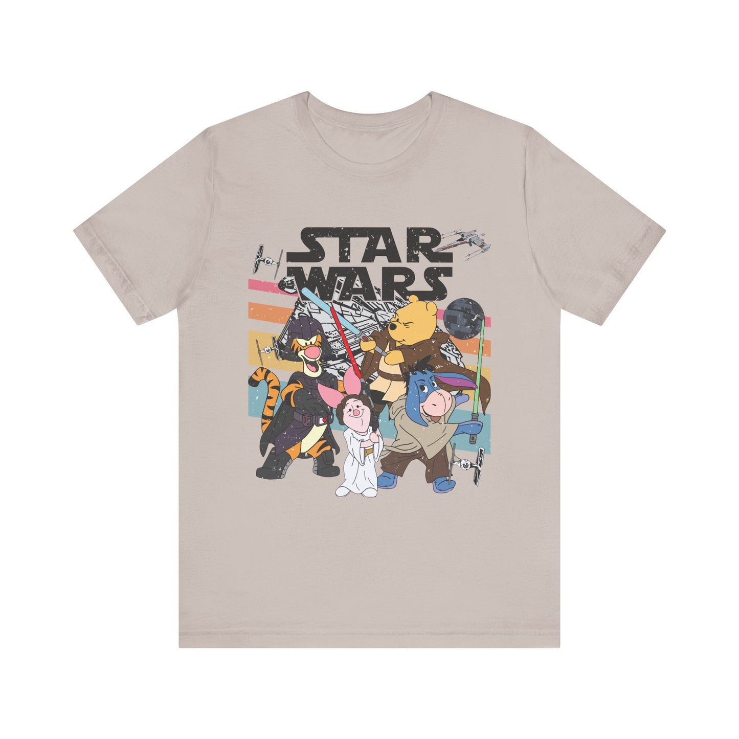 Star Wars Winnie Pooh Friends Unisex Jersey T-Shirt, Geek Tee, Sci-Fi Fan Shirt, Movie Night Apparel, Gift for Star Wars Lovers