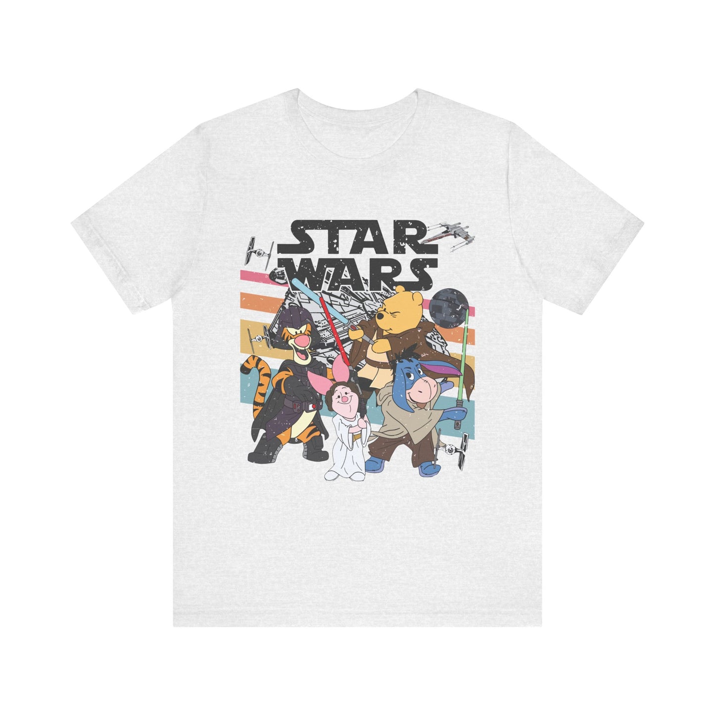 Star Wars Winnie Pooh Friends Unisex Jersey T-Shirt, Geek Tee, Sci-Fi Fan Shirt, Movie Night Apparel, Gift for Star Wars Lovers