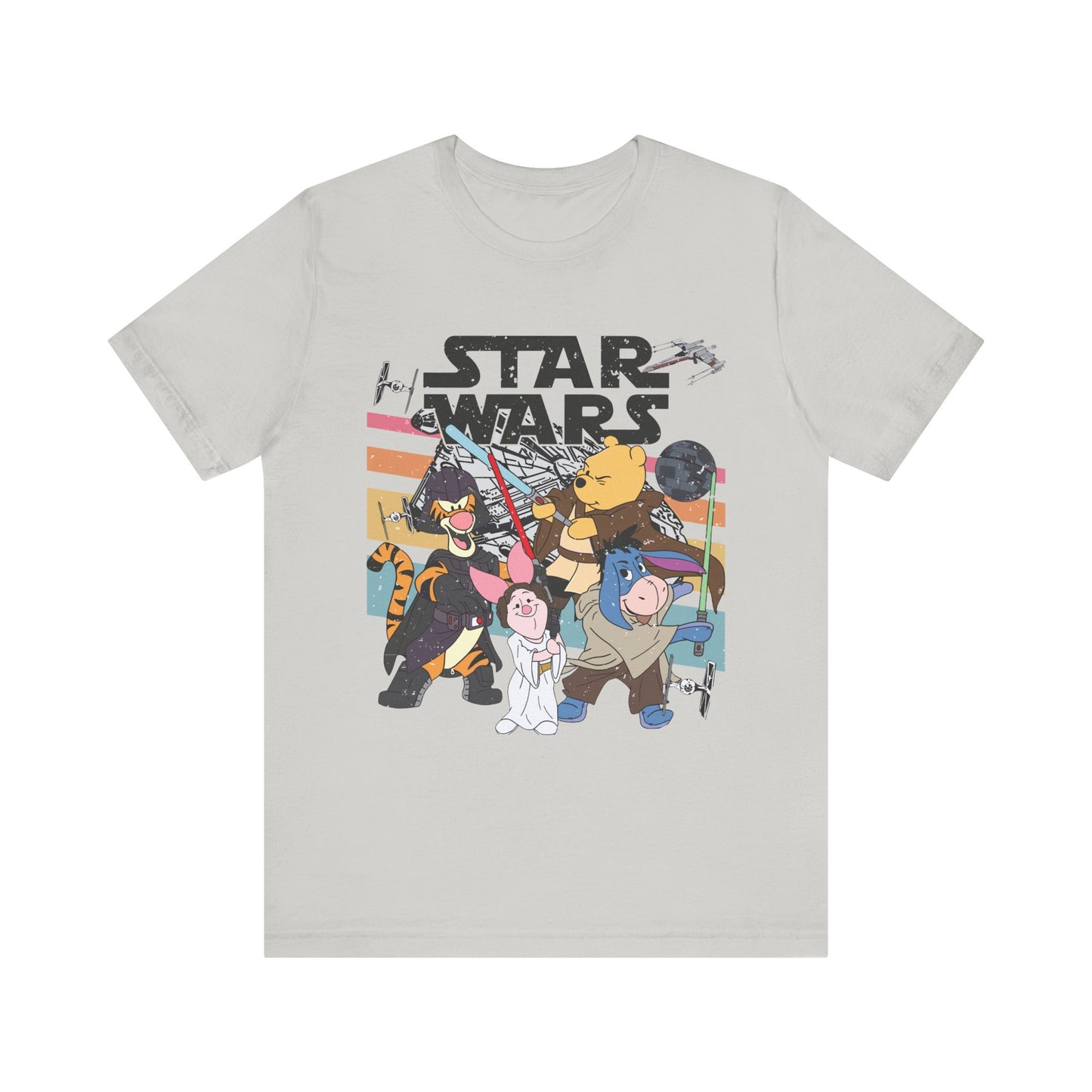 Star Wars Winnie Pooh Friends Unisex Jersey T-Shirt, Geek Tee, Sci-Fi Fan Shirt, Movie Night Apparel, Gift for Star Wars Lovers