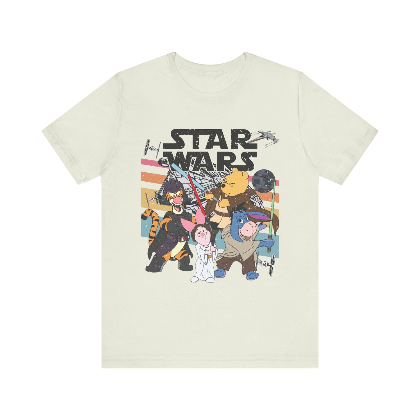 Star Wars Winnie Pooh Friends Unisex Jersey T-Shirt, Geek Tee, Sci-Fi Fan Shirt, Movie Night Apparel, Gift for Star Wars Lovers