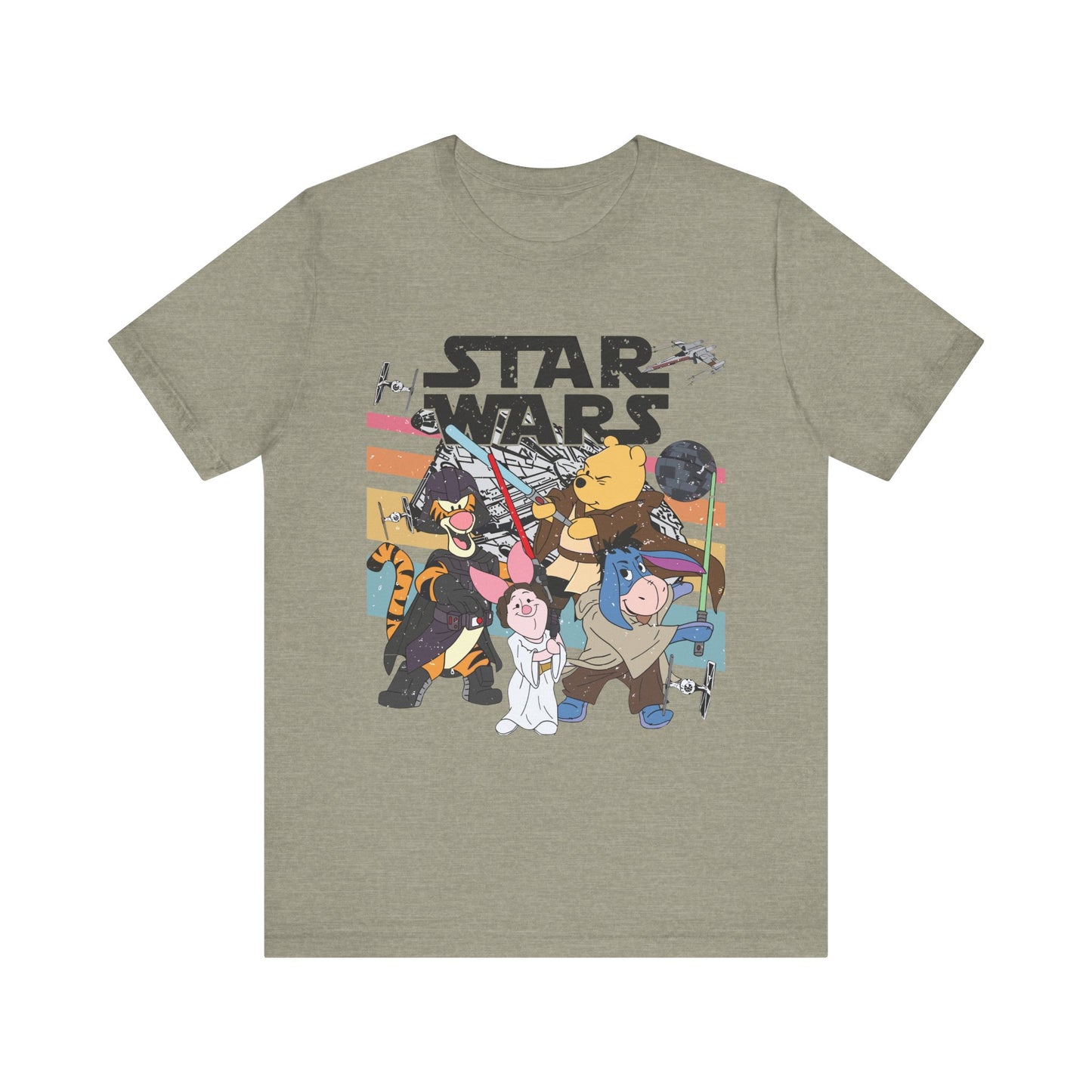 Star Wars Winnie Pooh Friends Unisex Jersey T-Shirt, Geek Tee, Sci-Fi Fan Shirt, Movie Night Apparel, Gift for Star Wars Lovers