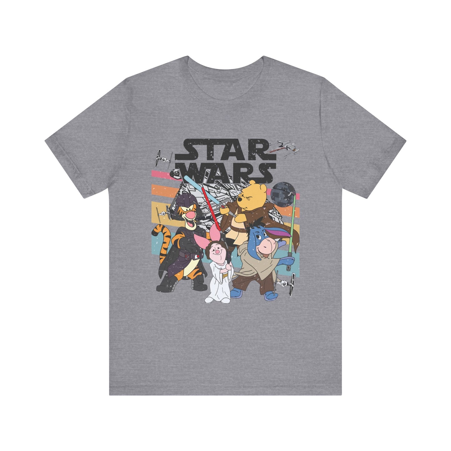 Star Wars Winnie Pooh Friends Unisex Jersey T-Shirt, Geek Tee, Sci-Fi Fan Shirt, Movie Night Apparel, Gift for Star Wars Lovers
