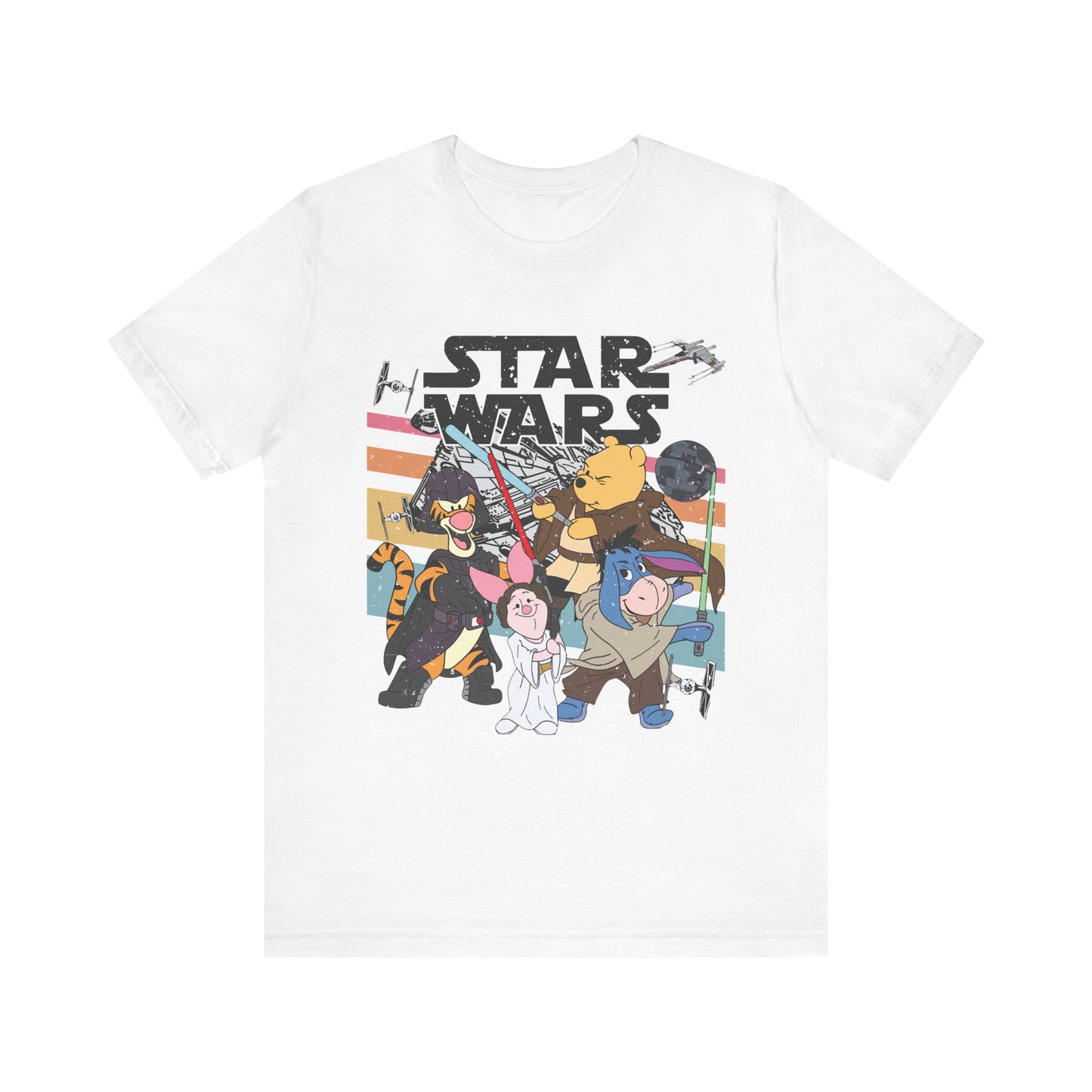Star Wars Winnie Pooh Friends Unisex Jersey T-Shirt, Geek Tee, Sci-Fi Fan Shirt, Movie Night Apparel, Gift for Star Wars Lovers
