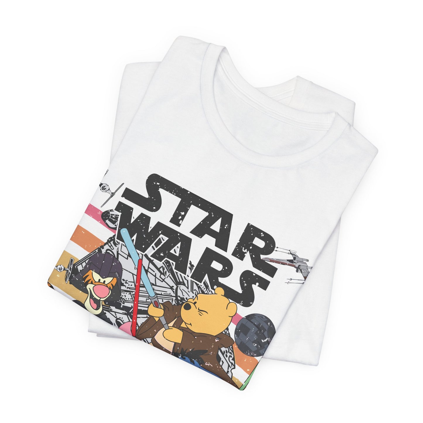 Star Wars Winnie Pooh Friends Unisex Jersey T-Shirt, Geek Tee, Sci-Fi Fan Shirt, Movie Night Apparel, Gift for Star Wars Lovers